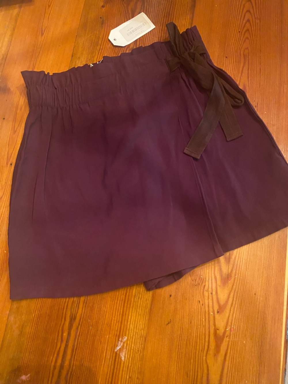 Sadie & Sage Plum Paperbag Waist Shorts with Tie